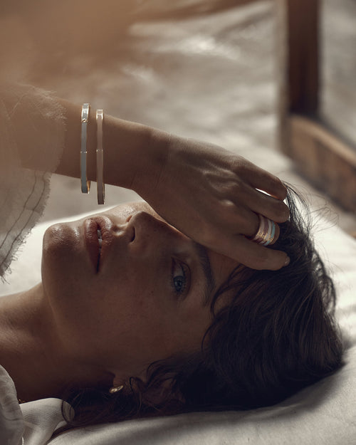 Yellow Gold Vermeil Born to Bloom Enamel Ring - Rose Quartz