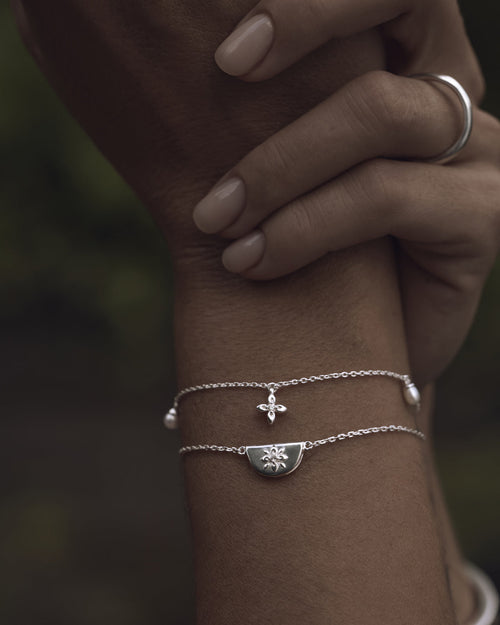 White Gold Vermeil Lotus Bracelet