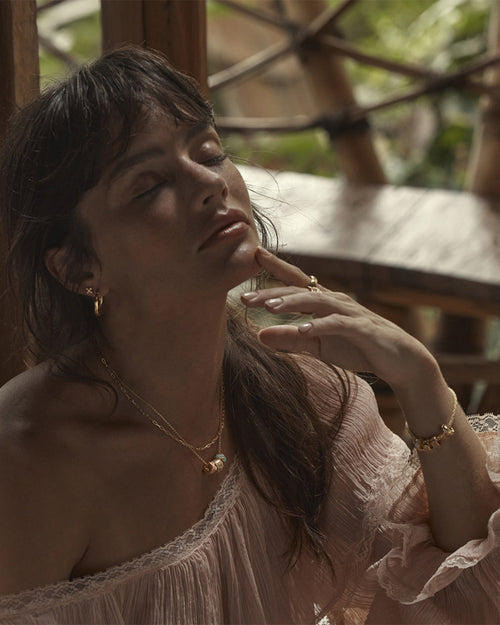 Yellow Gold Vermeil Born to Bloom Enamel Petal - Cloud Blue