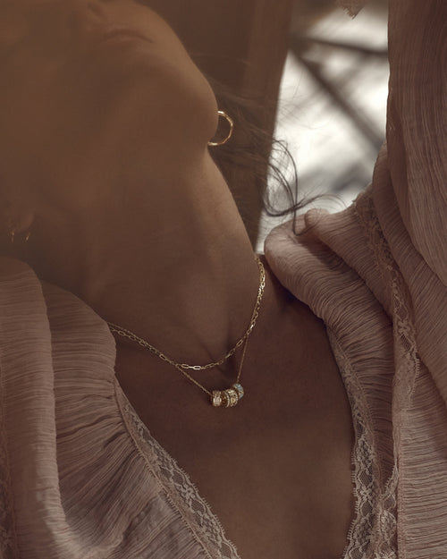 Yellow Gold Vermeil Born to Bloom Enamel Petal - Rose Quartz