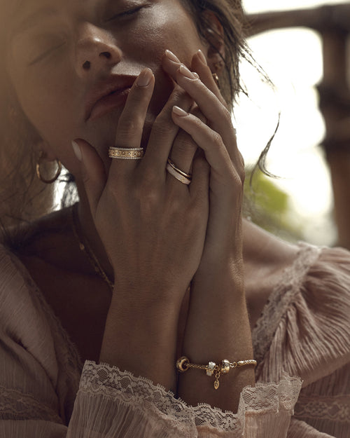 Yellow Gold Vermeil Born to Bloom Enamel Petal - Bone