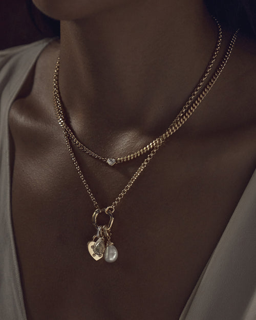 Yellow Gold Vermeil Radiant Heart Curb Choker