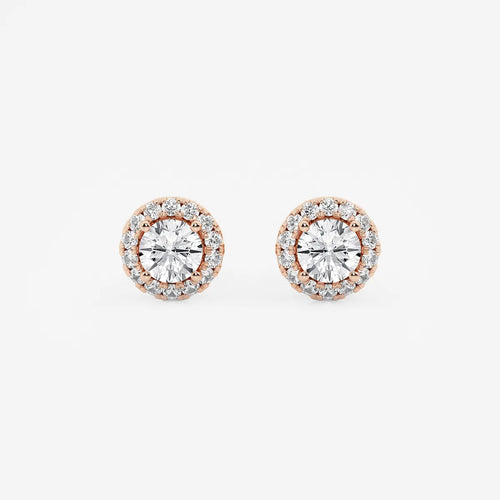 Round Lab Grown Diamond Halo Stud Earrings