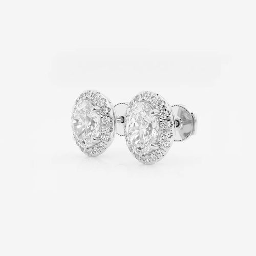 Oval Lab Grown Diamond Halo Certified Stud Earrings