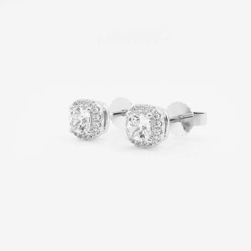 Cushion Lab Grown Diamond Halo Certified Stud Earrings