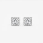 Princess Lab Grown Diamond Halo Certified Stud Earrings