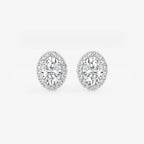 Oval Lab Grown Diamond Halo Certified Stud Earrings