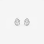 Pear Lab Grown Diamond Halo Certified Stud Earrings