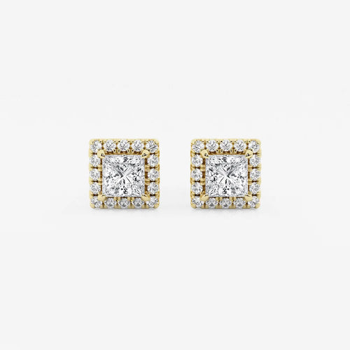 Princess Lab Grown Diamond Halo Certified Stud Earrings