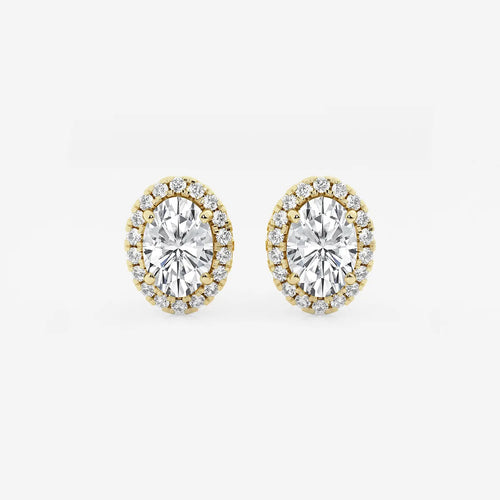 Oval Lab Grown Diamond Halo Certified Stud Earrings