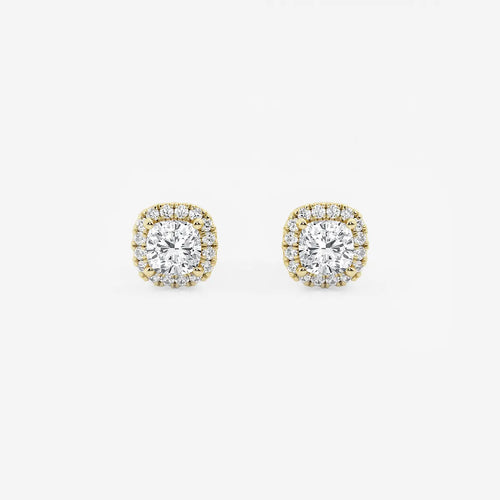 Cushion Lab Grown Diamond Halo Certified Stud Earrings