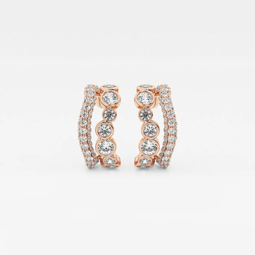 Round Lab Grown Diamond Cuff Earrings