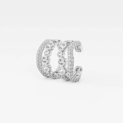 Round Lab Grown Diamond Cuff Earrings