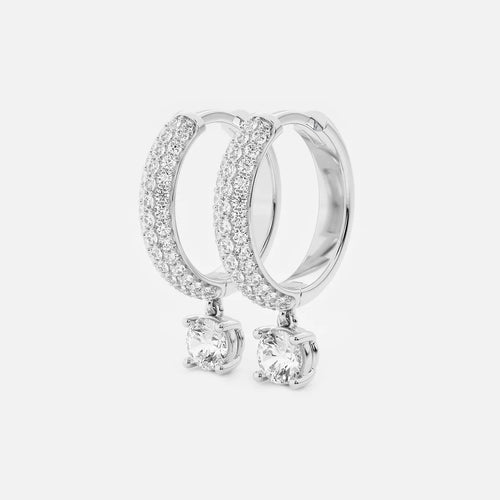Round Lab Grown Diamond Huggie Hoop Earrings
