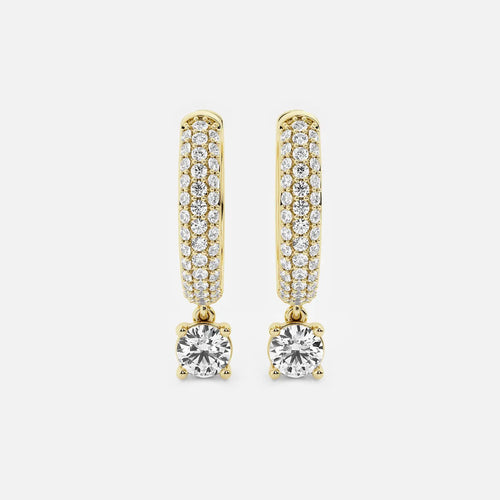 Round Lab Grown Diamond Huggie Hoop Earrings