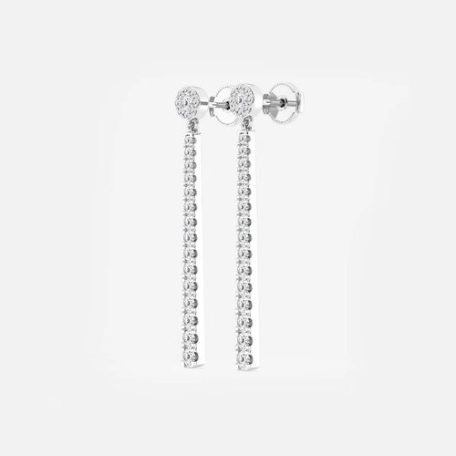 Round Lab Grown Diamond Hinged Graduated Drop Earrings