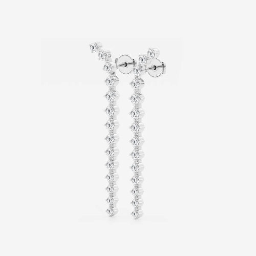 Round Lab Grown Diamond Curved Drop Earrings