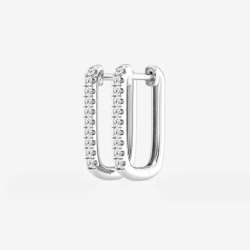 Round Lab Grown Diamond Paper Clip Hoop Earrings