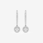 Round Lab Grown Diamond Halo Drop Earrings