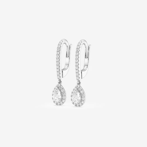 Pear Lab Grown Diamond Halo Drop Earrings