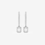 Emerald Lab Grown Diamond Halo Drop Earrings