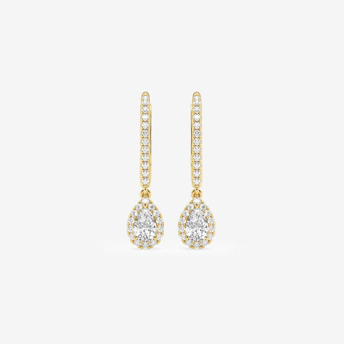 Pear Lab Grown Diamond Halo Drop Earrings