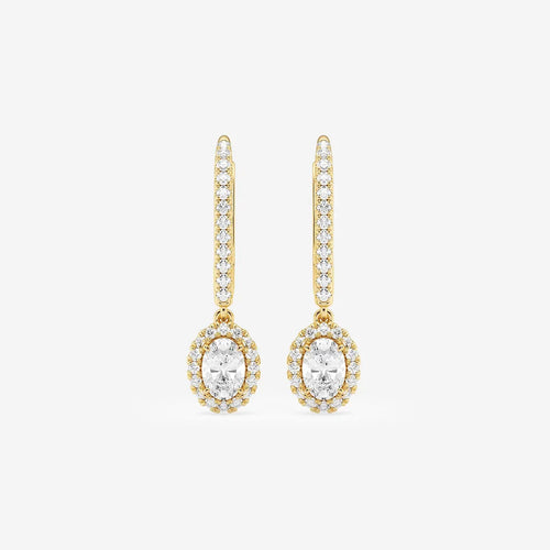 Oval Lab Grown Diamond Halo Drop Earrings