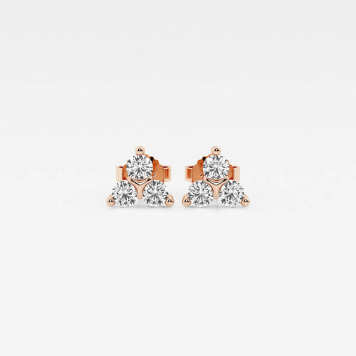 Round Lab Grown Diamond Three-Stone Earrings