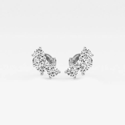 Round Lab Grown Diamond Three-Stone Earrings
