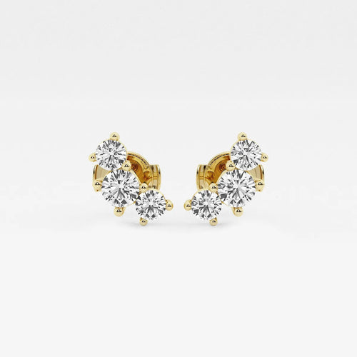 Round Lab Grown Diamond Three-Stone Earrings