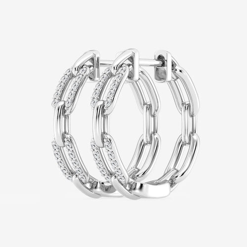 Round Lab Grown Diamond Petite Paperclip Hoop Earrings