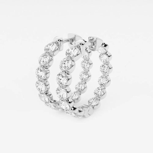Round Lab Grown Diamond Inside Out Floating Hoop Earrings