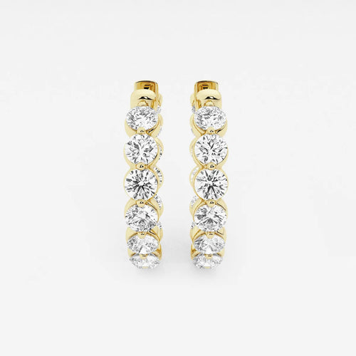 Round Lab Grown Diamond Inside Out Floating Hoop Earrings