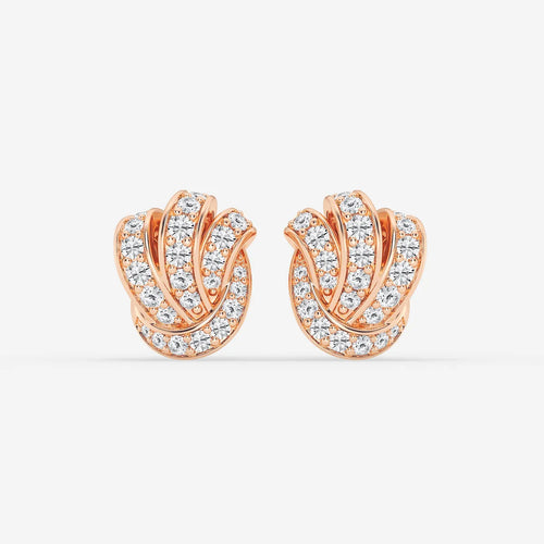 Round Lab Grown Diamond Pave Knot Stud Earrings