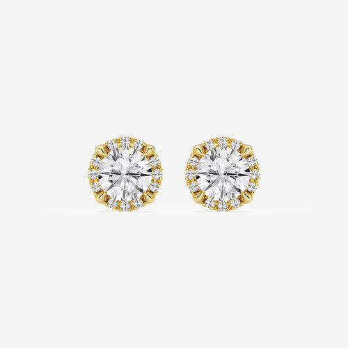 Round Lab Grown Diamond Shadow Halo Stud Earrings