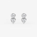 Round and Heart Lab Grown Diamond Two Stone Stud Earrings