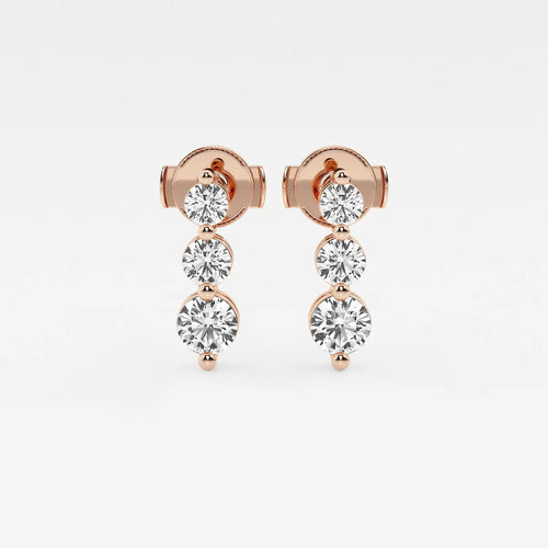 Round Lab Grown Diamond Three-Stone Drop Earrings