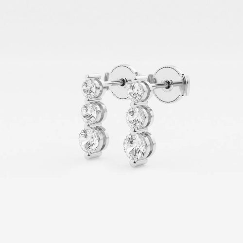 Round Lab Grown Diamond Three-Stone Drop Earrings