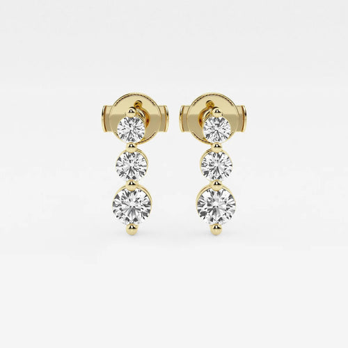 Round Lab Grown Diamond Three-Stone Drop Earrings