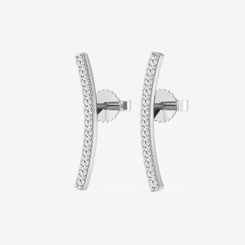 Round Lab Grown Diamond Curved Bar Earrings