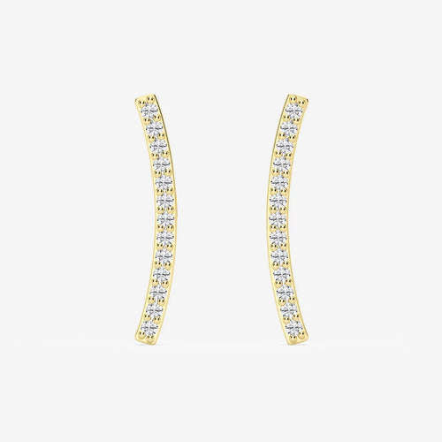 Round Lab Grown Diamond Curved Bar Earrings