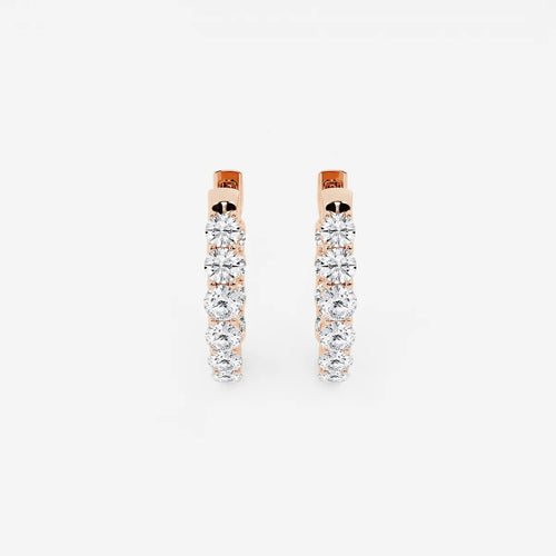 Round Lab Grown Diamond Oval-Shaped Inside Out Hoop Earrings