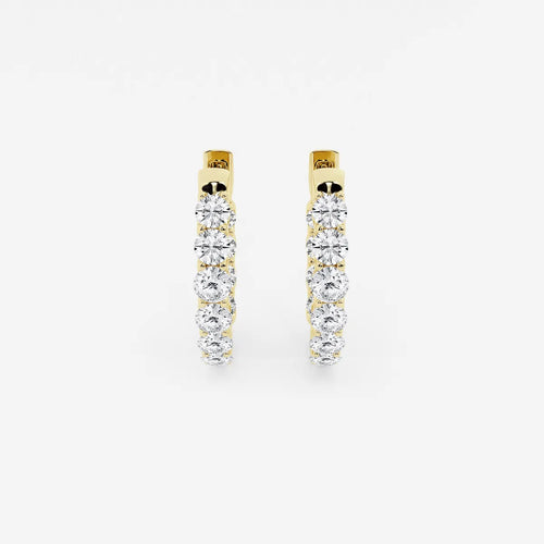 Round Lab Grown Diamond Oval-Shaped Inside Out Hoop Earrings
