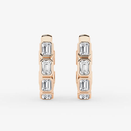 Emerald Lab Grown Diamond Huggie Hoop Earrings