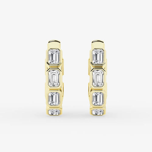 Emerald Lab Grown Diamond Huggie Hoop Earrings
