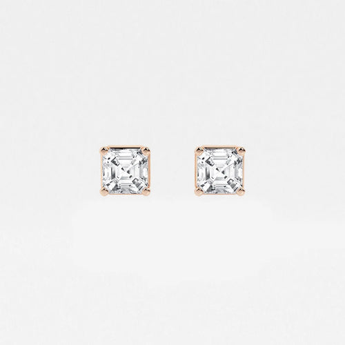 Asscher Lab Grown Diamond Solitaire Stud Earrings