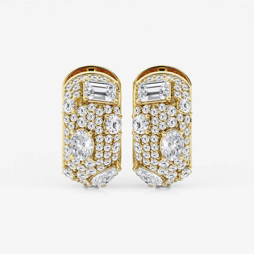 Multi-Shape Lab Grown Diamond Pave Scatter Hoop Earrings