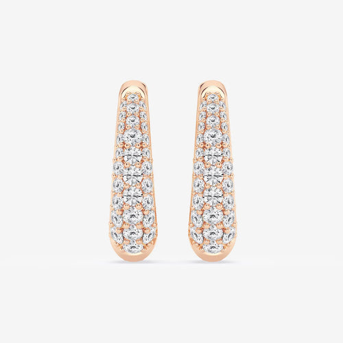 Round Lab Grown Diamond Tapered Petite Hoop Earrings