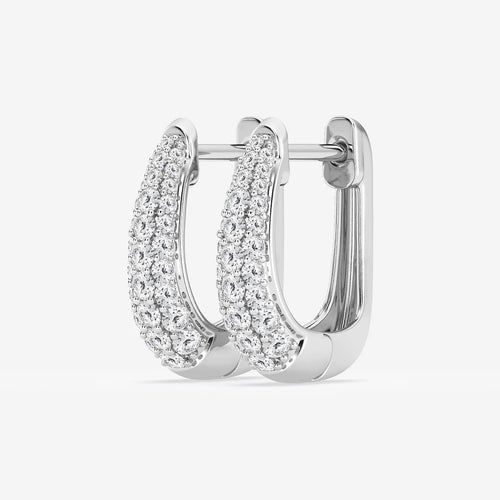 Round Lab Grown Diamond Tapered Petite Hoop Earrings
