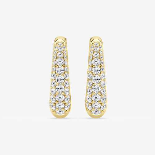 Round Lab Grown Diamond Tapered Petite Hoop Earrings